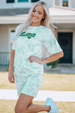 Women Printed Letter Graphic Lounge Set - OmniGlitz 