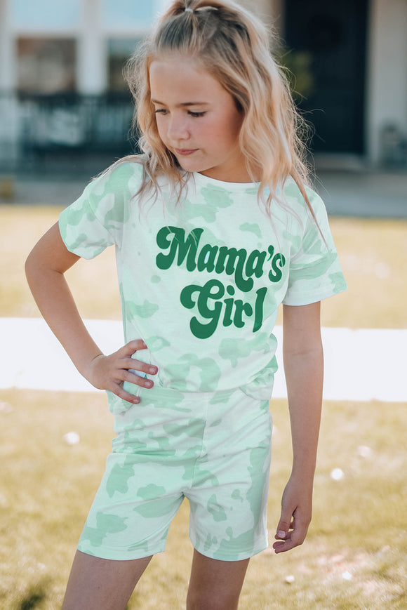 Girls Printed Letter Graphic Lounge Set - OmniGlitz 