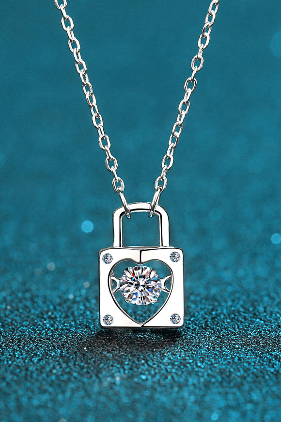 Moissanite Lock Pendant Necklace - OmniGlitz 