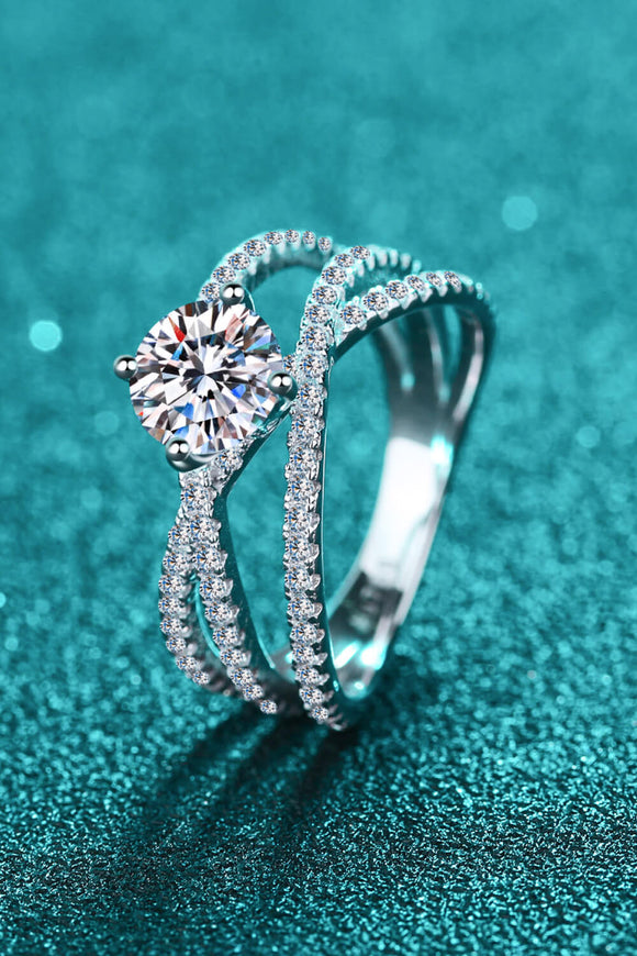 1 Carat Moissanite Crisscross Ring - OmniGlitz 