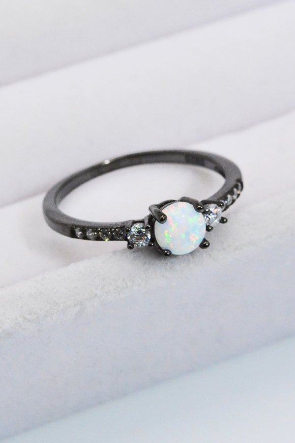 925 Sterling Silver Round Opal Ring - OmniGlitz 