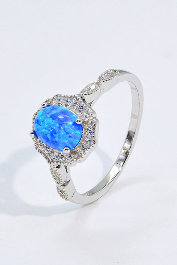 Opal and Zircon 925 Sterling Silver Ring - OmniGlitz 