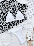 Textured Halter Neck Tie Side Bikini Set - OmniGlitz 