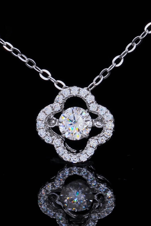 925 Sterling Silver Moissanite Flower Pendant Necklace - OmniGlitz 