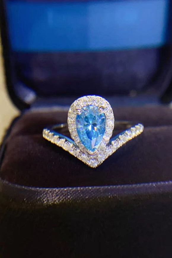 1 Carat Pear Shape Moissanite Heart Ring - OmniGlitz 