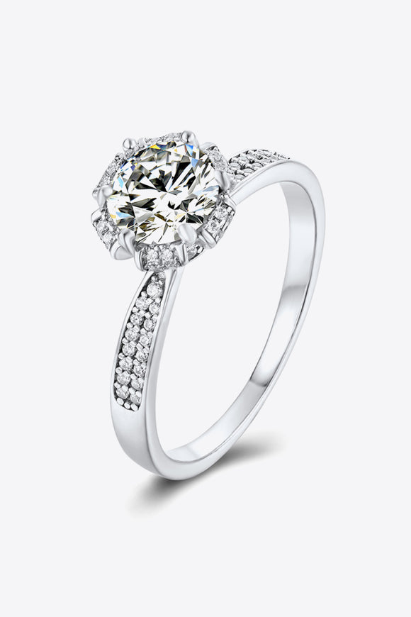 925 Sterling Silver 1 Carat Moissanite Ring - OmniGlitz 