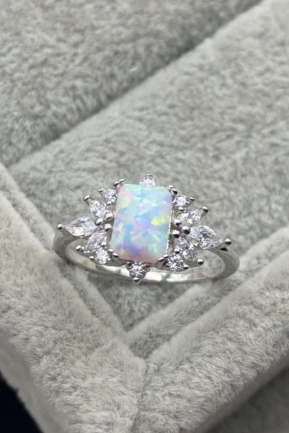 925 Sterling Silver Zircon and Opal Ring - OmniGlitz 