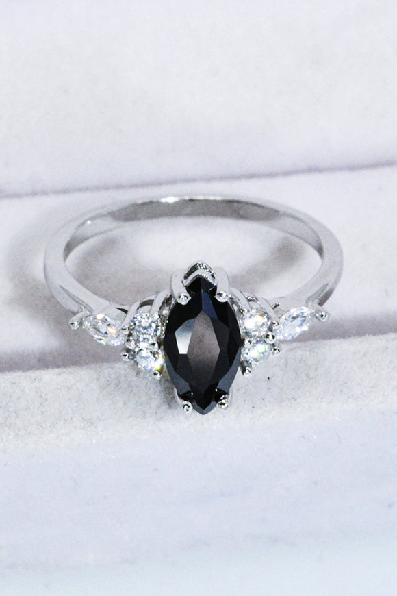 925 Sterling Silver Black Agate Ring - OmniGlitz 