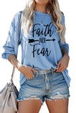 Faith OVER Fear Blue Shirt - OmniGlitz 